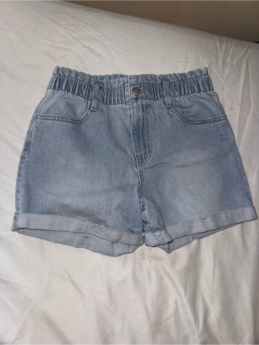 Cat & Jack Light Blue Paperbag Waist Girls Shorts